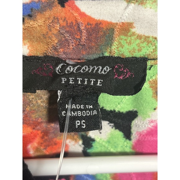 Cocomo Petite PS Blouse Womens Multi-Color Abstract Print Roll-Tab Sleeve - Picture 4 of 7